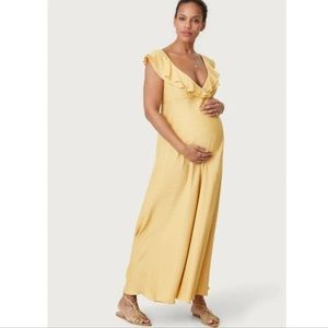 HATCH The Emily Maternity Canary Floral Dress